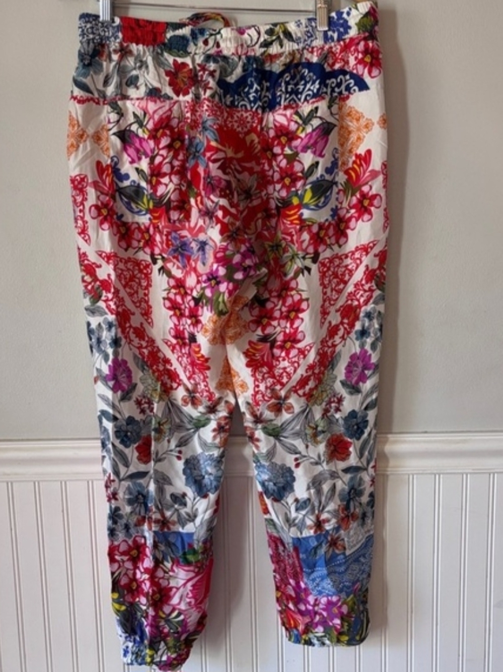 Johnny Was Multicolor Floral Patchwork Track Pants - Picture 3 of 4